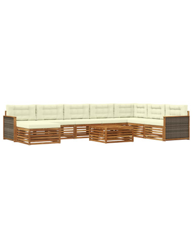Set di divani da esterno con cuscino 9 pcs Naturale e Crema