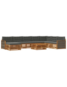 Set di divani da esterno con cuscino 9 pcs Naturale e Antracite