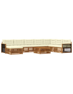 Set di divani da esterno con cuscino 9 pcs Naturale e Crema