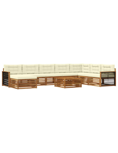 Set di divani da esterno con cuscino 9 pcs Naturale e Crema
