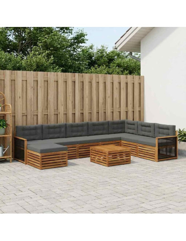 Set di divani da esterno con cuscino 9 pcs Naturale e Antracite