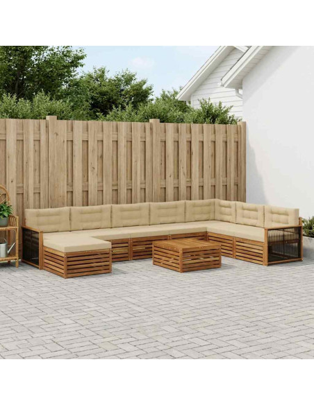 Set di divani da esterno con cuscino 9 pcs Naturale e Beige