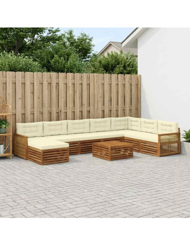 Set di divani da esterno con cuscino 9 pcs Naturale e Crema