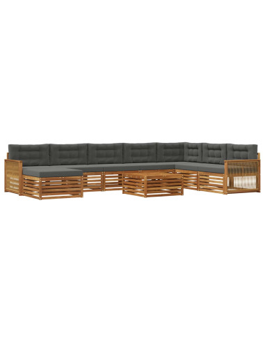 Set di divani da esterno con cuscino 9 pcs Naturale e Antracite