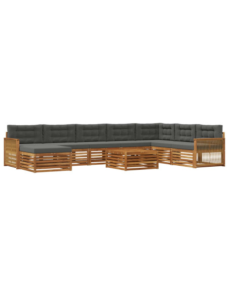 Set di divani da esterno con cuscino 9 pcs Naturale e Antracite