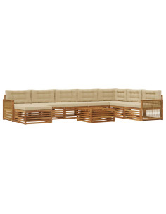 Set di divani da esterno con cuscino 9 pcs Naturale e Beige