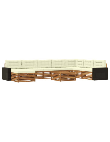 Set di divani da esterno con cuscino 9 pcs Naturale e Crema