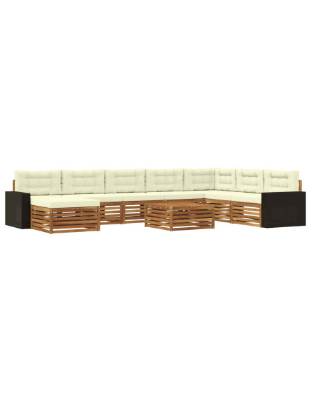 Set di divani da esterno con cuscino 9 pcs Naturale e Crema