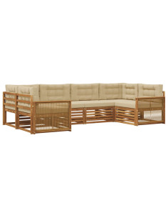 Set di divani da esterno con cuscino 6 pcs Naturale e Beige