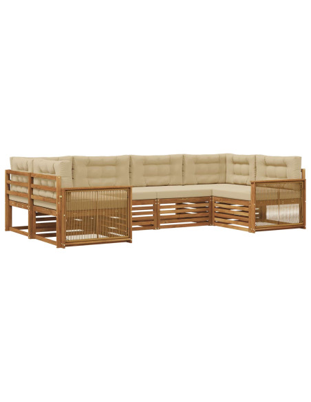 Set di divani da esterno con cuscino 6 pcs Naturale e Beige