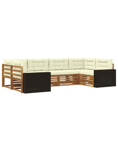 Set di divani da esterno con cuscino 6 pcs Naturale e Crema