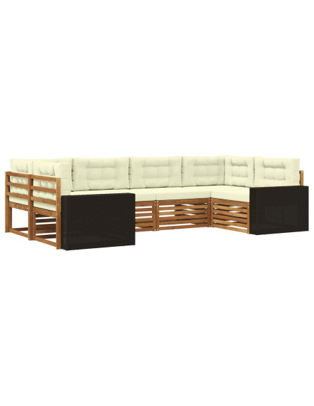 Set di divani da esterno con cuscino 6 pcs Naturale e Crema