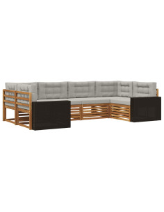 Set di divani da esterno 6 pcs Naturale e Grigio Chiaro