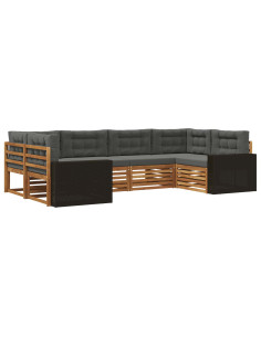 Set di divani da esterno con cuscino 6 pcs Naturale e Antracite