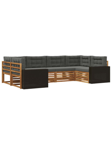 Set di divani da esterno con cuscino 6 pcs Naturale e Antracite