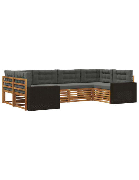 Set di divani da esterno con cuscino 6 pcs Naturale e Antracite