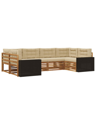 Set di divani da esterno con cuscino 6 pcs Naturale e Beige