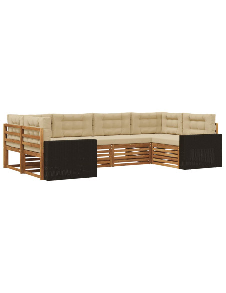 Set di divani da esterno con cuscino 6 pcs Naturale e Beige