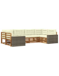 Set di divani da esterno con cuscino 6 pcs Naturale e Crema