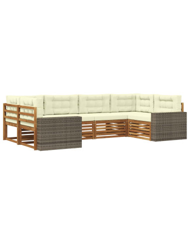 Set di divani da esterno con cuscino 6 pcs Naturale e Crema