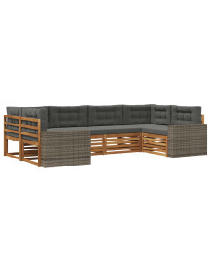 Set di divani da esterno con cuscino 6 pcs Naturale e Antracite