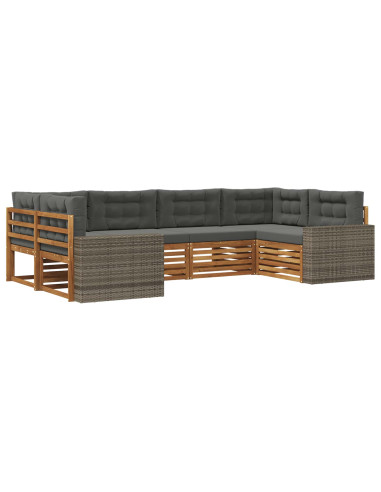 Set di divani da esterno con cuscino 6 pcs Naturale e Antracite