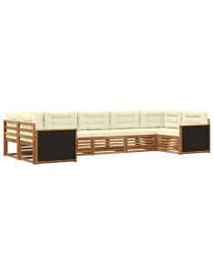 Set di divani da esterno con cuscino 7 pcs Naturale e Crema