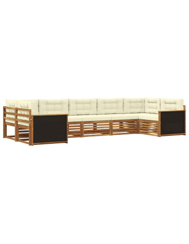 Set di divani da esterno con cuscino 7 pcs Naturale e Crema