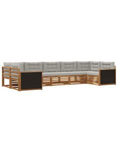 Set di divani da esterno 7 pcs Naturale e Grigio Chiaro