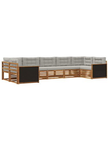 Set di divani da esterno 7 pcs Naturale e Grigio Chiaro