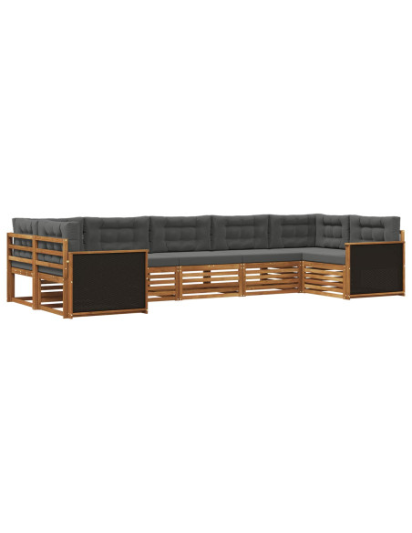 Set di divani da esterno con cuscino 7 pcs Naturale e Antracite