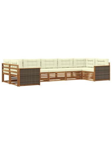 Set di divani da esterno con cuscino 7 pcs Naturale e Crema