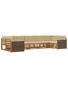 Set di divani da esterno con cuscino 7 pcs Naturale e Beige