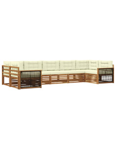 Set di divani da esterno con cuscino 7 pcs Naturale e Crema