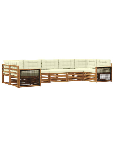 Set di divani da esterno con cuscino 7 pcs Naturale e Crema