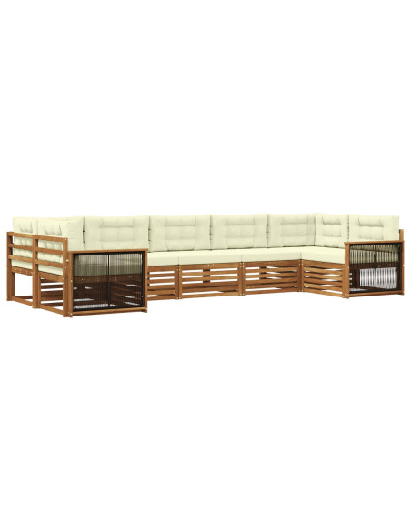 Set di divani da esterno con cuscino 7 pcs Naturale e Crema