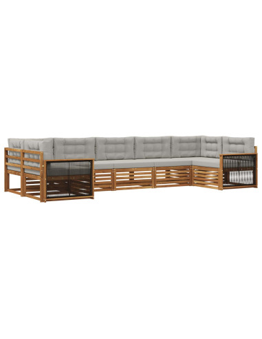 Set di divani da esterno 7 pcs Naturale e Grigio Chiaro