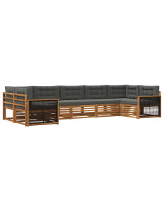 Set di divani da esterno con cuscino 7 pcs Naturale e Antracite