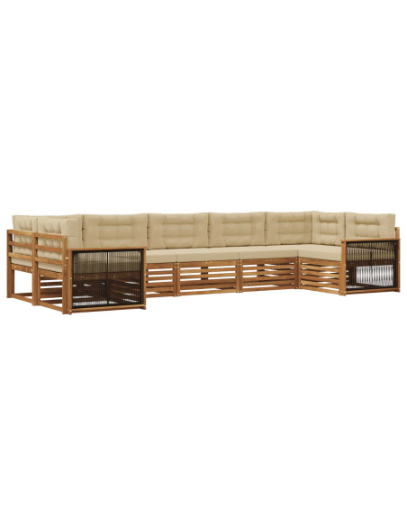 Set di divani da esterno con cuscino 7 pcs Naturale e Beige