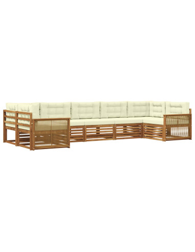 Set di divani da esterno con cuscino 7 pcs Naturale e Crema