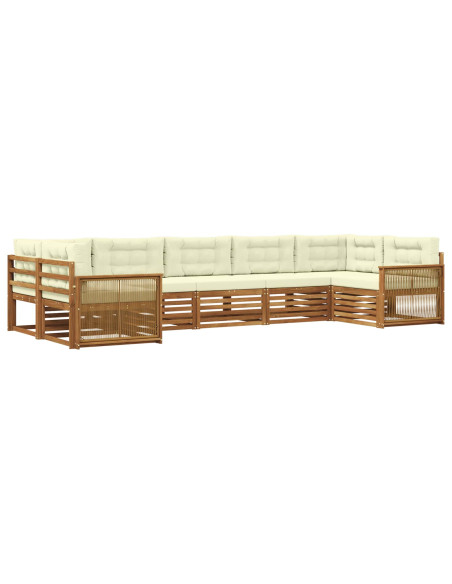 Set di divani da esterno con cuscino 7 pcs Naturale e Crema