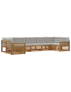 Set di divani da esterno 7 pcs Naturale e Grigio Chiaro