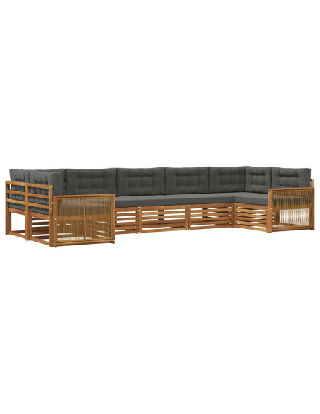 Set di divani da esterno con cuscino 7 pcs Naturale e Antracite