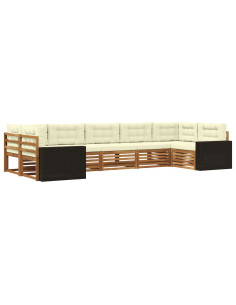 Set di divani da esterno con cuscino 7 pcs Naturale e Crema