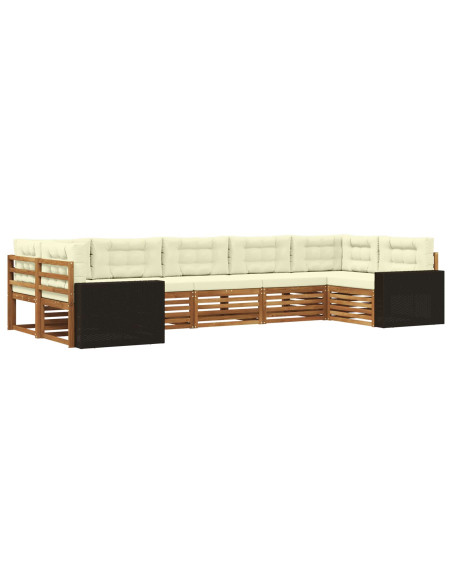 Set di divani da esterno con cuscino 7 pcs Naturale e Crema