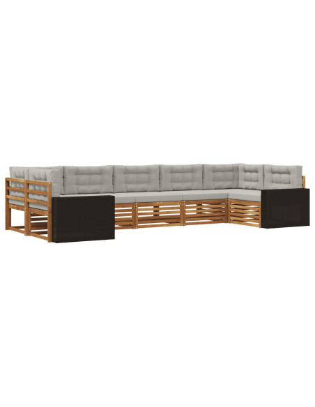 Set di divani da esterno 7 pcs Naturale e Grigio Chiaro