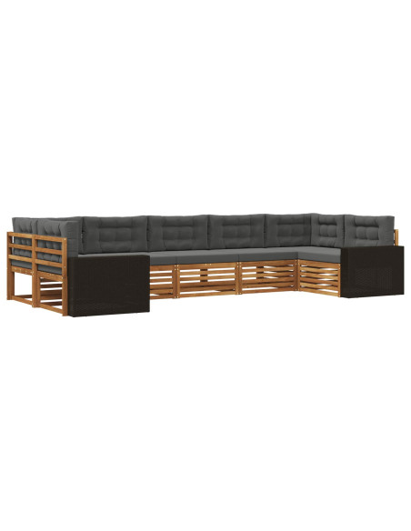Set di divani da esterno con cuscino 7 pcs Naturale e Antracite