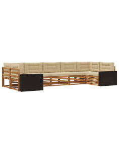 Set di divani da esterno 7 pcs Naturale e Beige