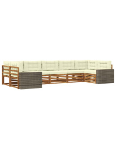 Set di divani da esterno con cuscino 7 pcs Naturale e Crema