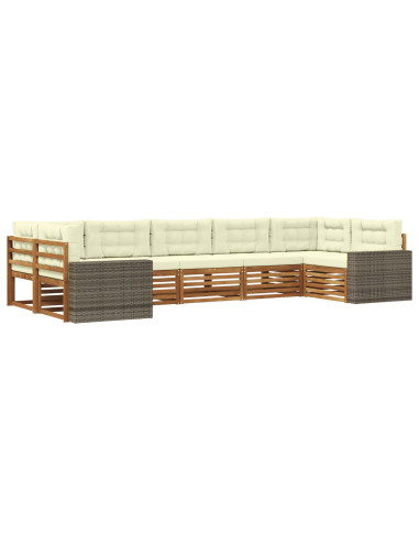 Set di divani da esterno con cuscino 7 pcs Naturale e Crema